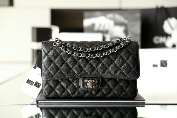 CHANEL Classic 11.12 Flap Bag Grained Calfskin & Silver-Tone Metal