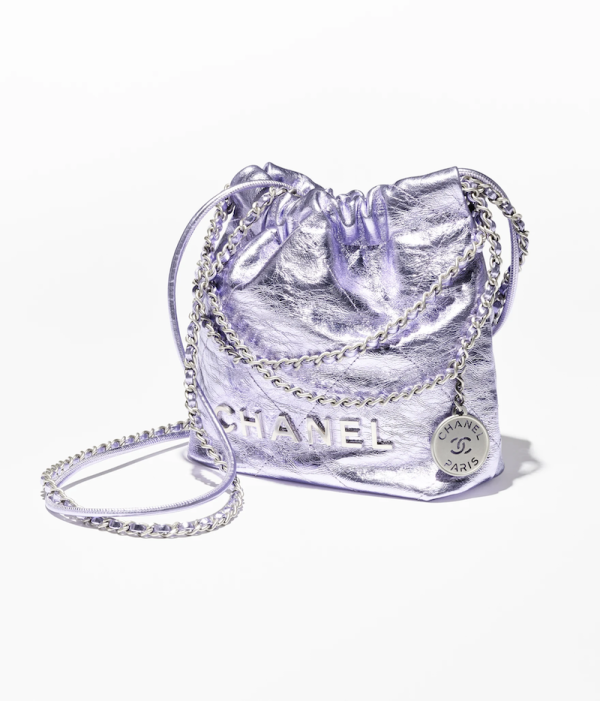 CHANEL 22 Mini Handbag Metallic Calfskin & Silver-Tone Metal 3
