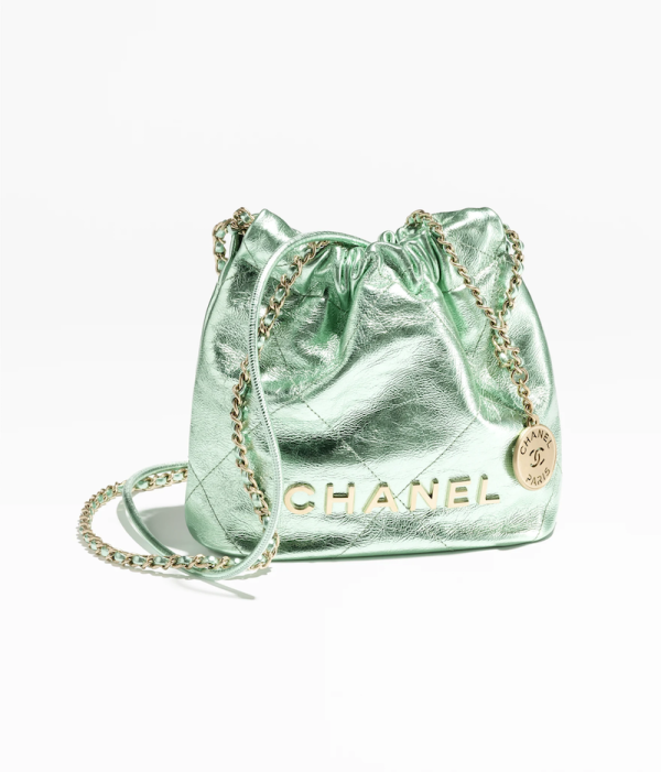 CHANEL 22 Mini Handbag Metallic Calfskin & Silver-Tone Metal 2