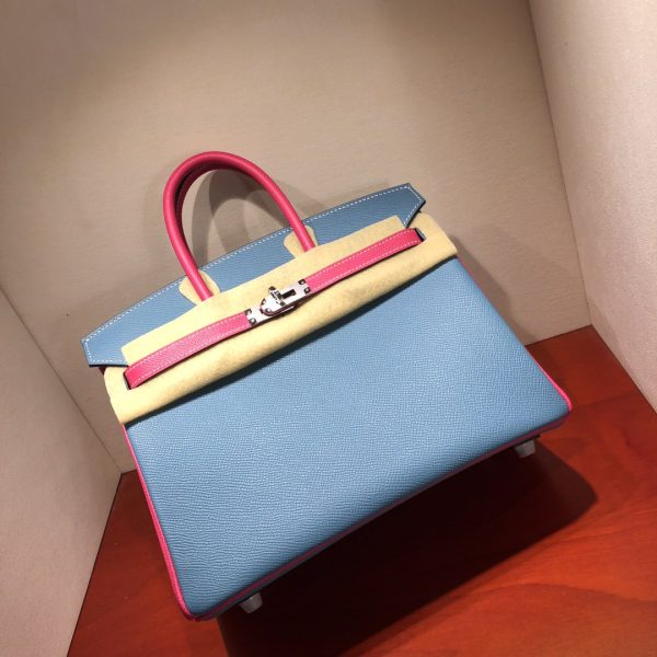 Hermès Birkin 35 Blue Jean and Rose Tyrien Epsom Leather and Palladium Hardware