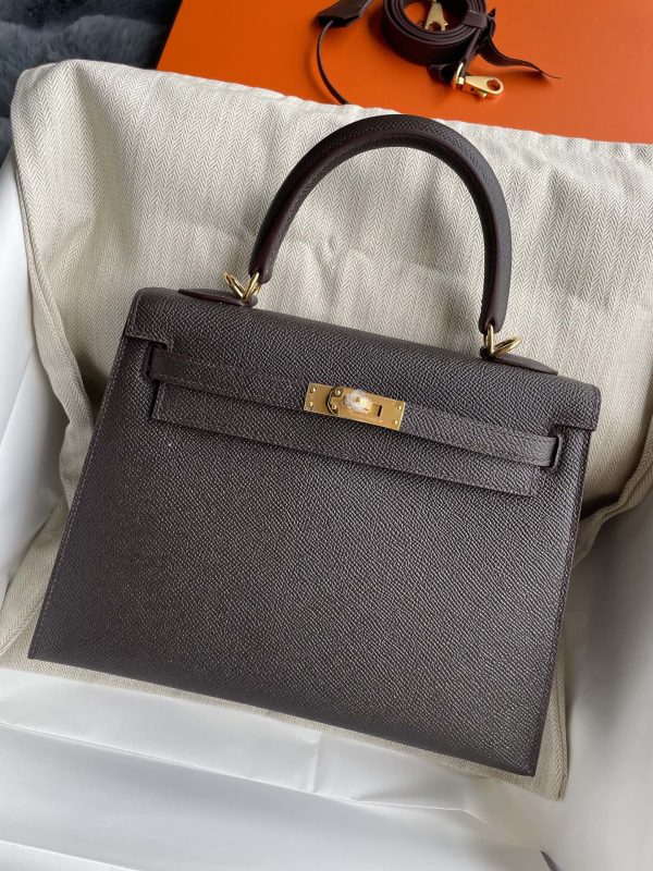Hermès Kelly Sellier 25 Chocolate Epsom Gold Hardware