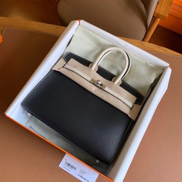 Hermès Birkin 25 Noir and Craie Epsom Palladium Hardware