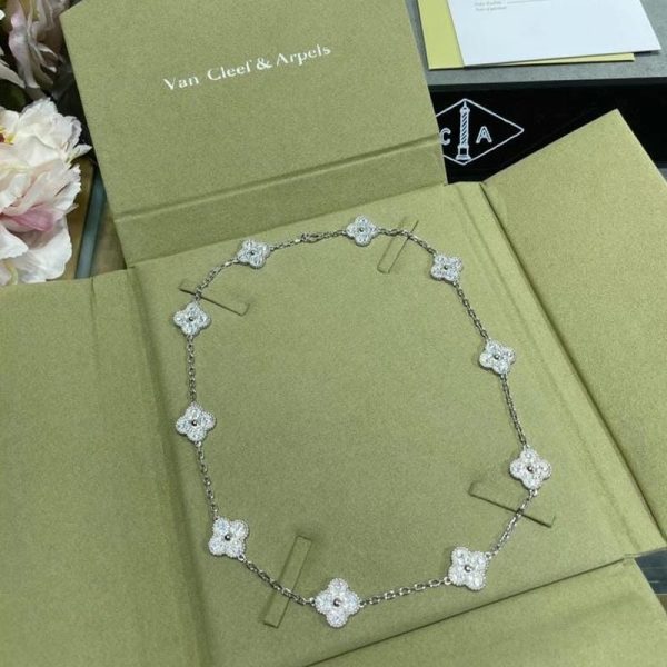 Van Cleef & Arpels Vca Diamond Four-Leaf Clover Necklace