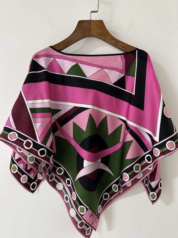 PUCCI Vivara print silk twill poncho top