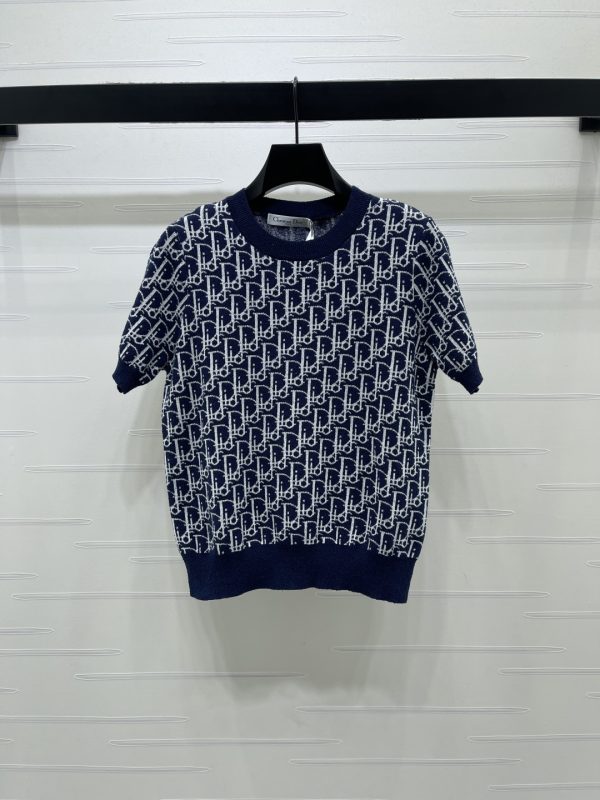 Dio*r  oblique monogram jacquard short sleeve knit top A706B270C
